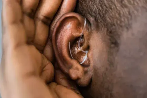 Close up of hearing aid.