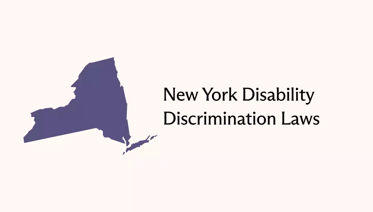 Shape of the state of New York with the article's title to the right.