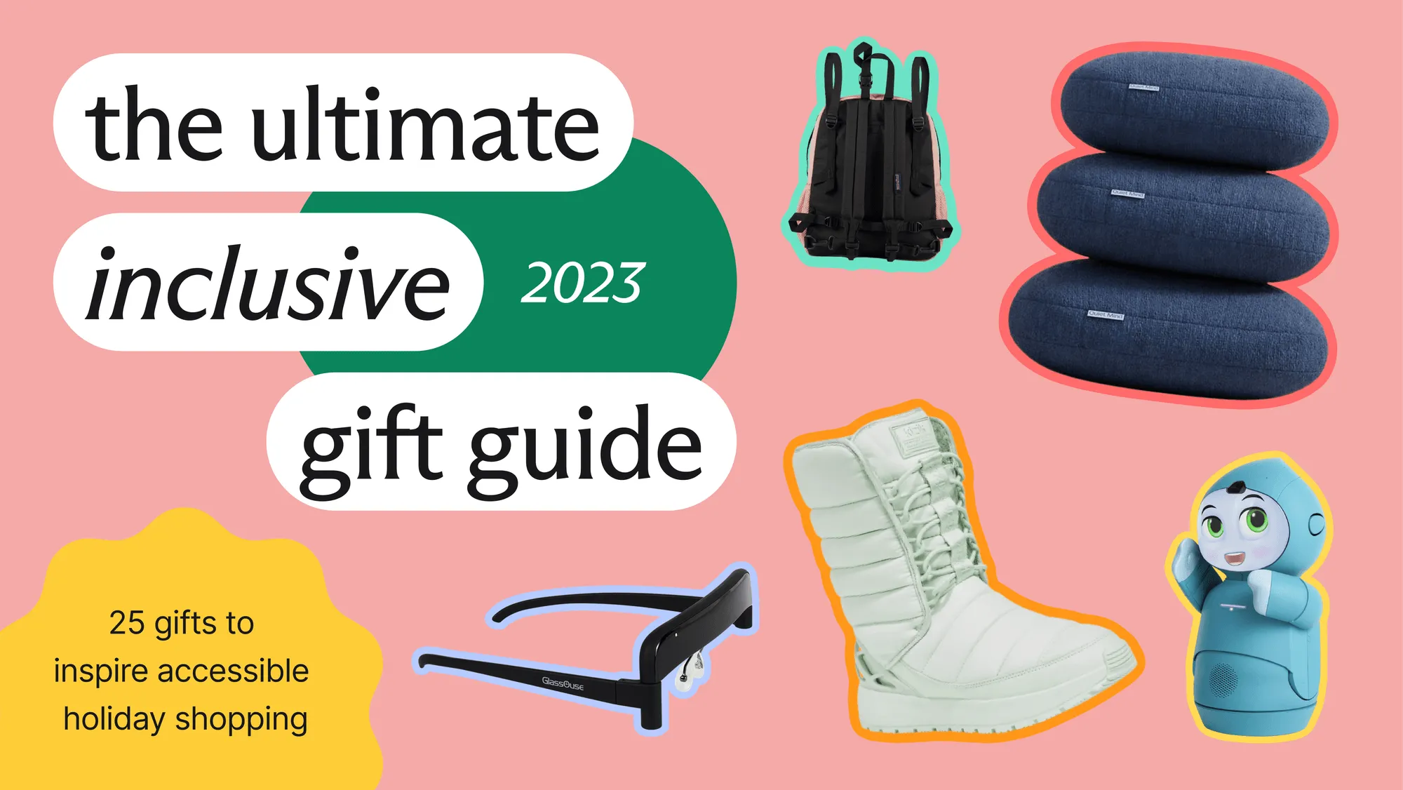 Title card with text "the ultimate inclusive gift guide"