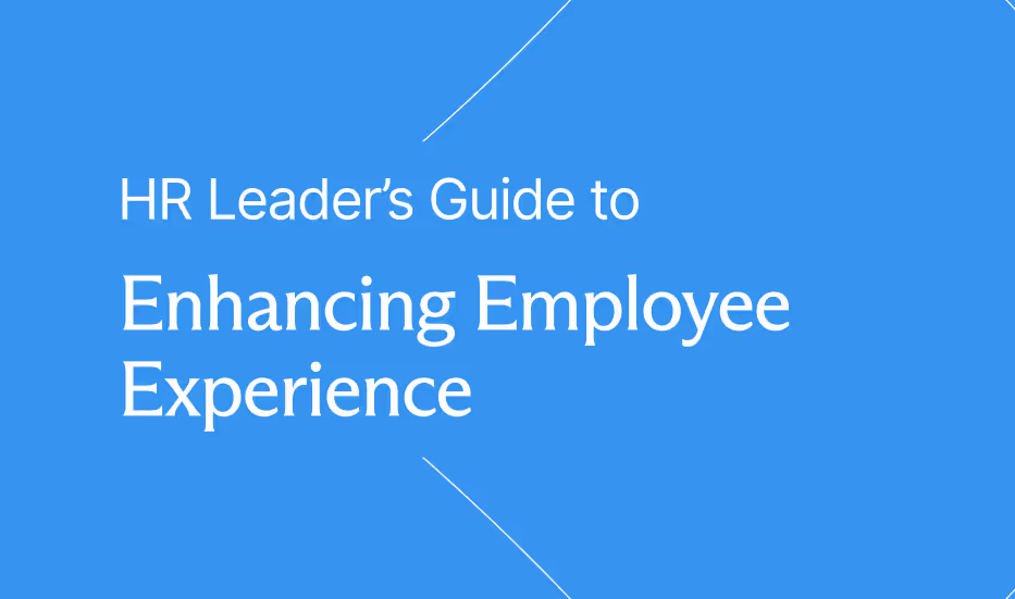 Title card for "HR Leader's Guide to Enhancing Employee Experience" in blue. 