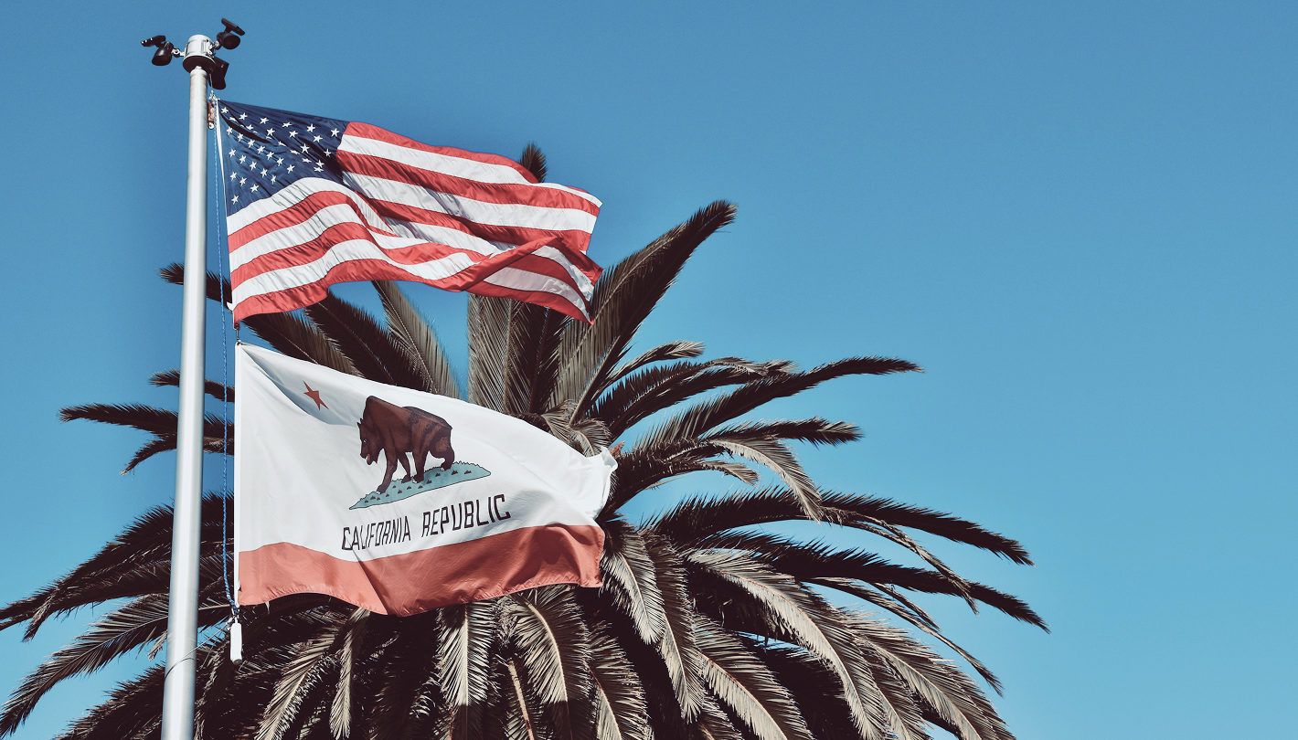U.S. flag and California flag