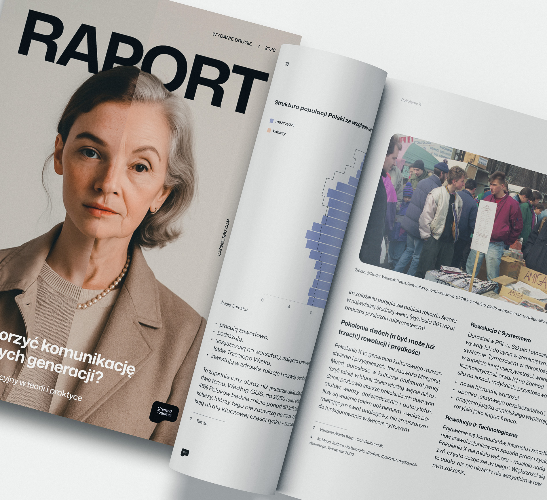 Zdjęcie przedstawia okładkę raportu oraz fragment jego wnętrza.