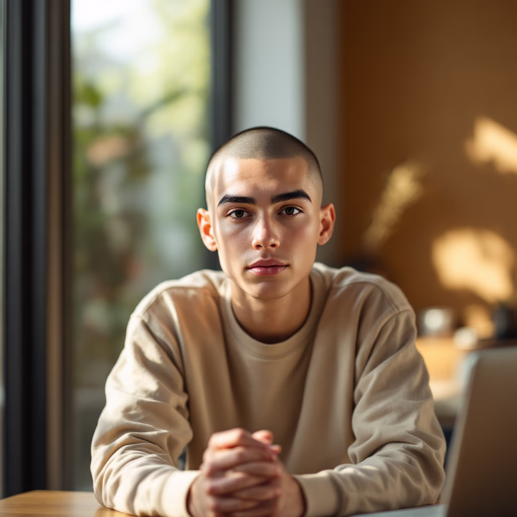 [headshot] image of satisfied student using a laptop