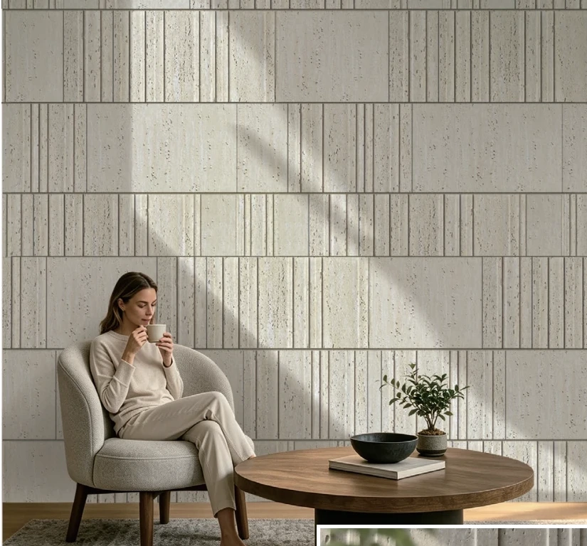 Roma Ridge Travertine — примерна визия