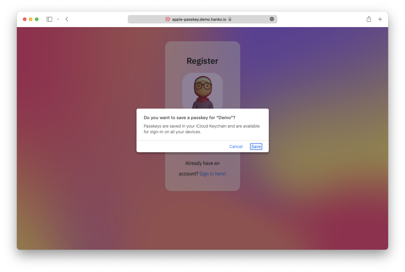 Passkey creation during account registration