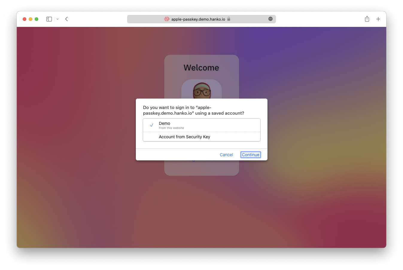 Signing in using a passkey