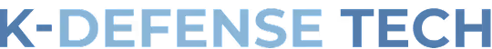 Blauer Text "K-Defense Tech" auf transparentem Hintergrund.
