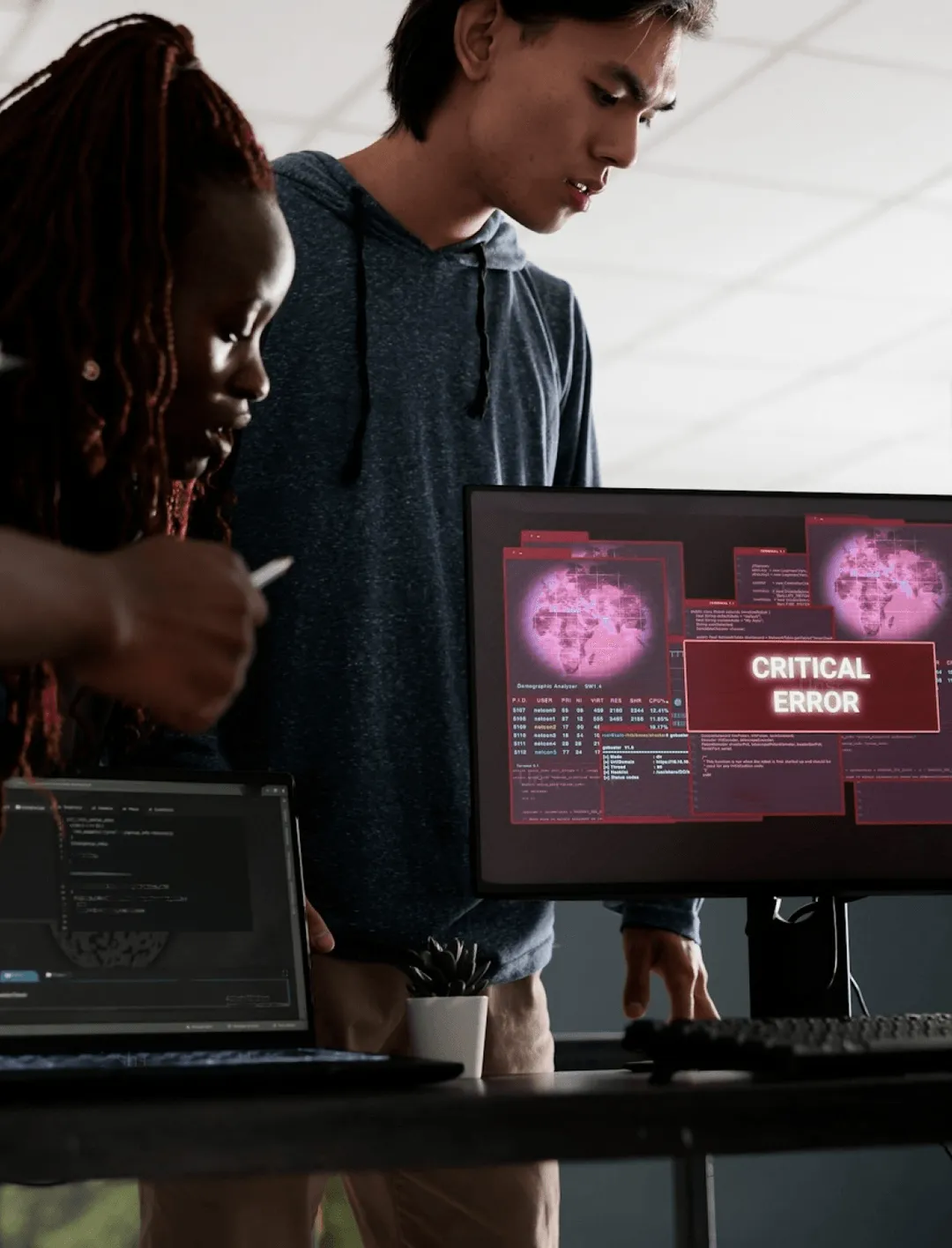 Man and woman critical error.