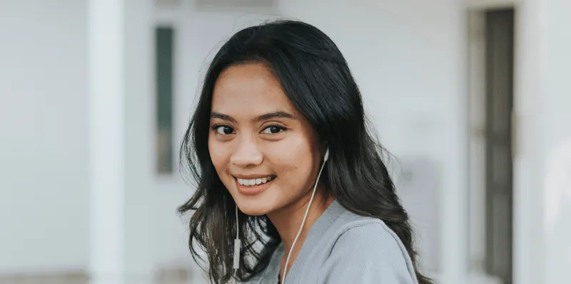 Woman with black hair.