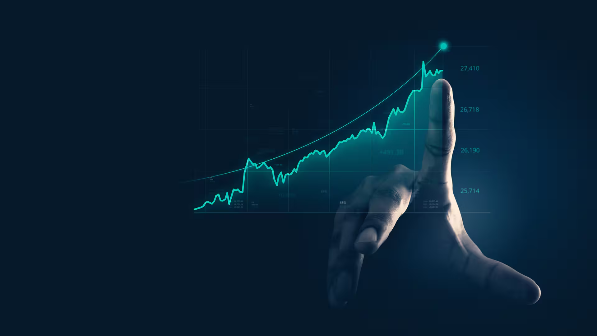Financial market growth chart — economic performance, valuation of environmental assets and green investments