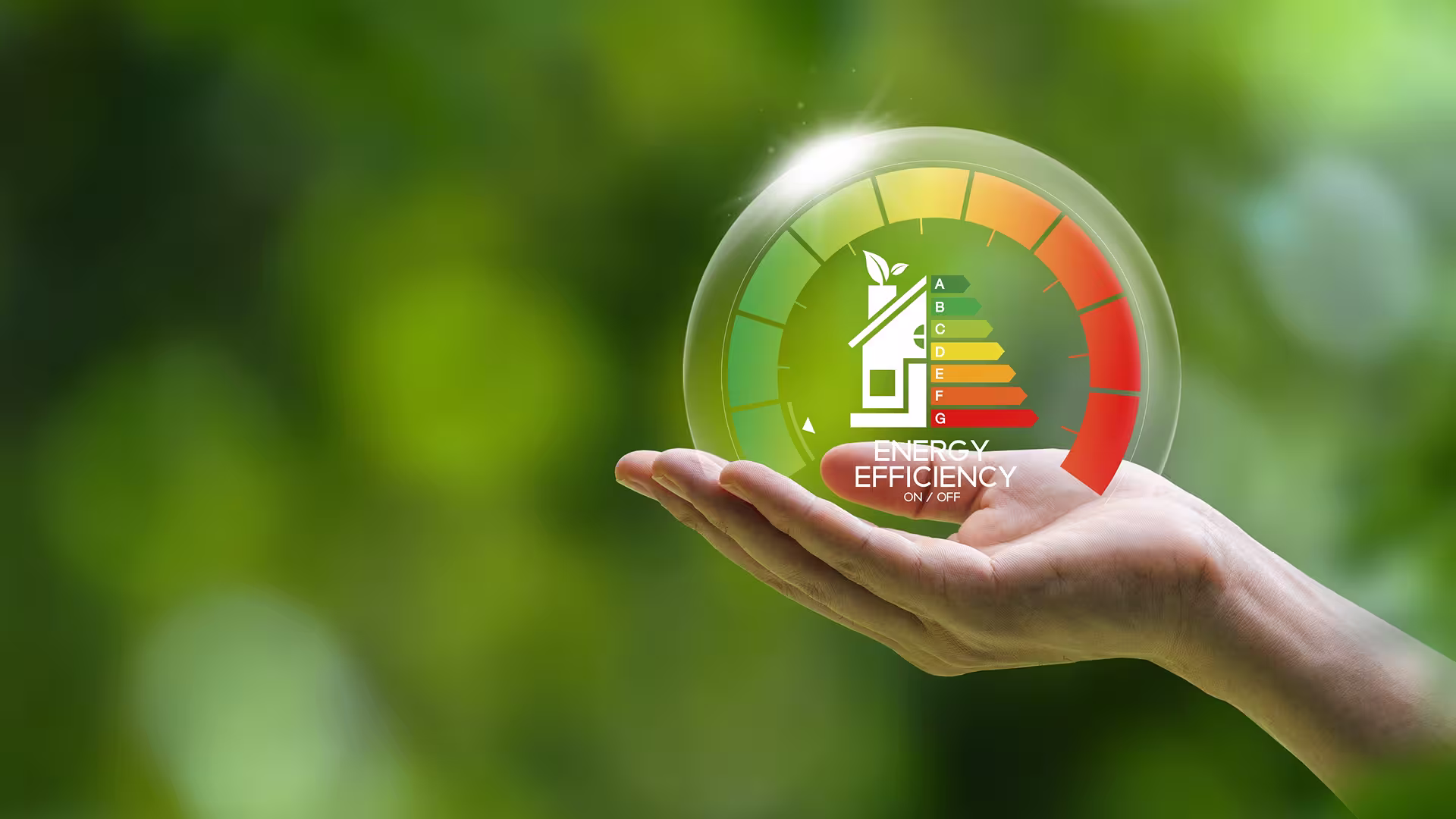 Hand illustrating the energy efficiency of a house — energy audit, building performance and environmental certification