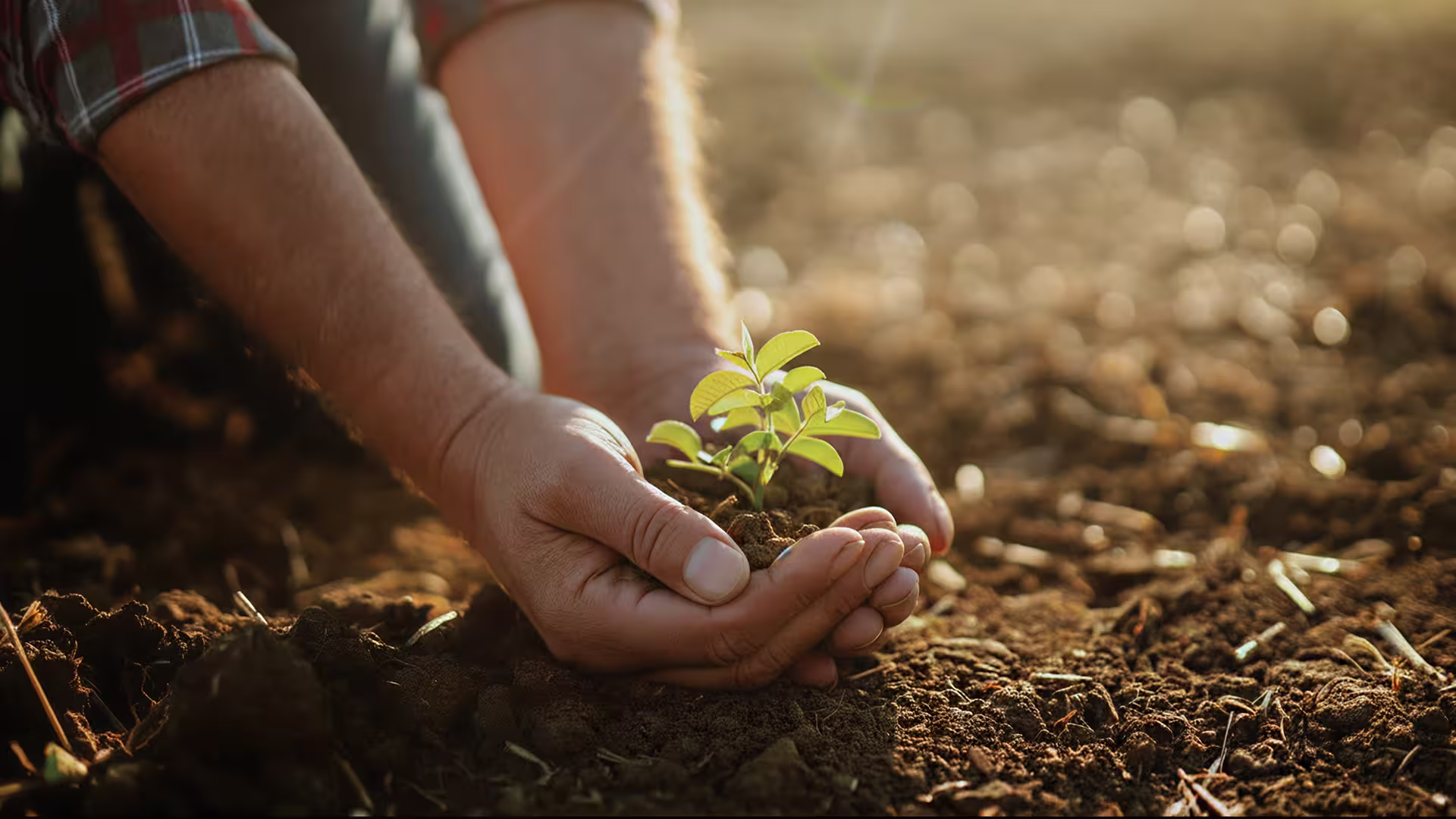 Met de hand een scheut in de grond planten — renaturatie, compenserende beplanting en ecologisch herstel van land