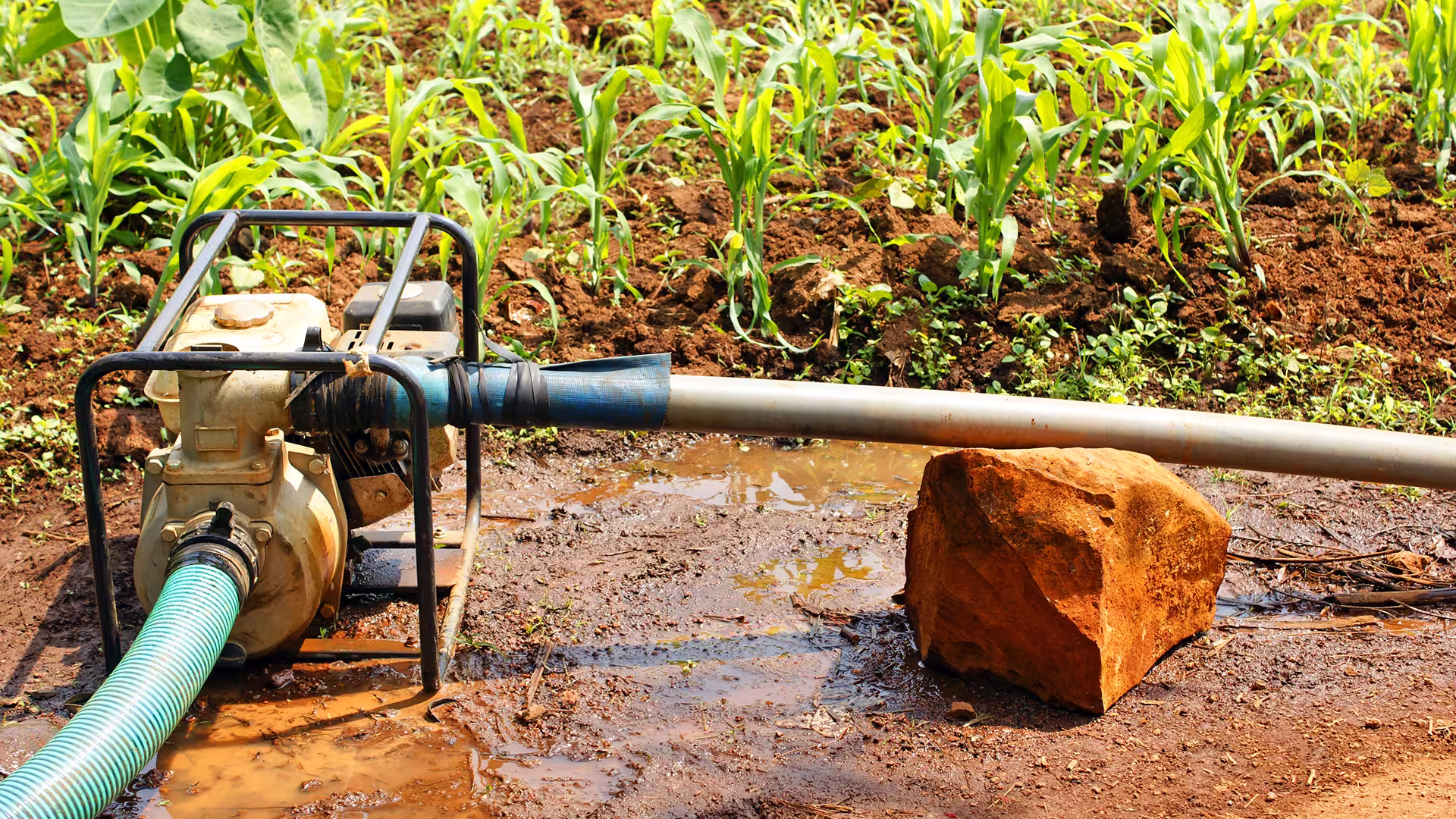Tuyau d'eau posé sur terrain naturel – réseau hydraulique, drainage et gestion des eaux souterraines