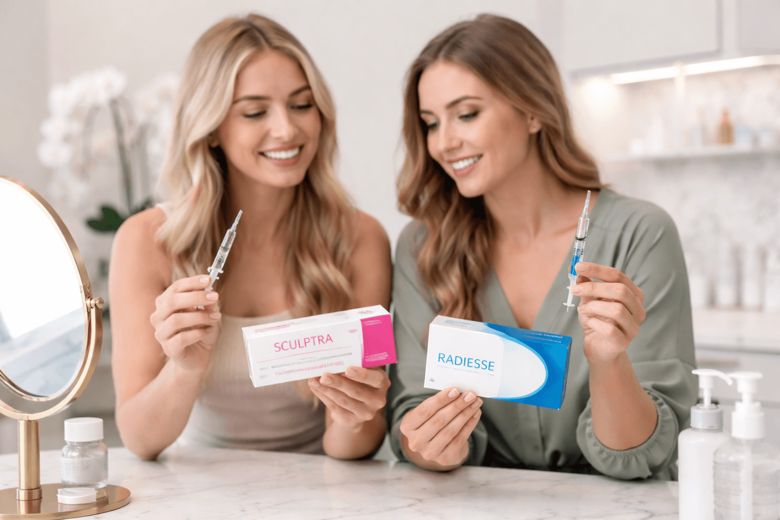 Sculptra vs Radiesse comparison for facial volume and collagen stimulation in Texas