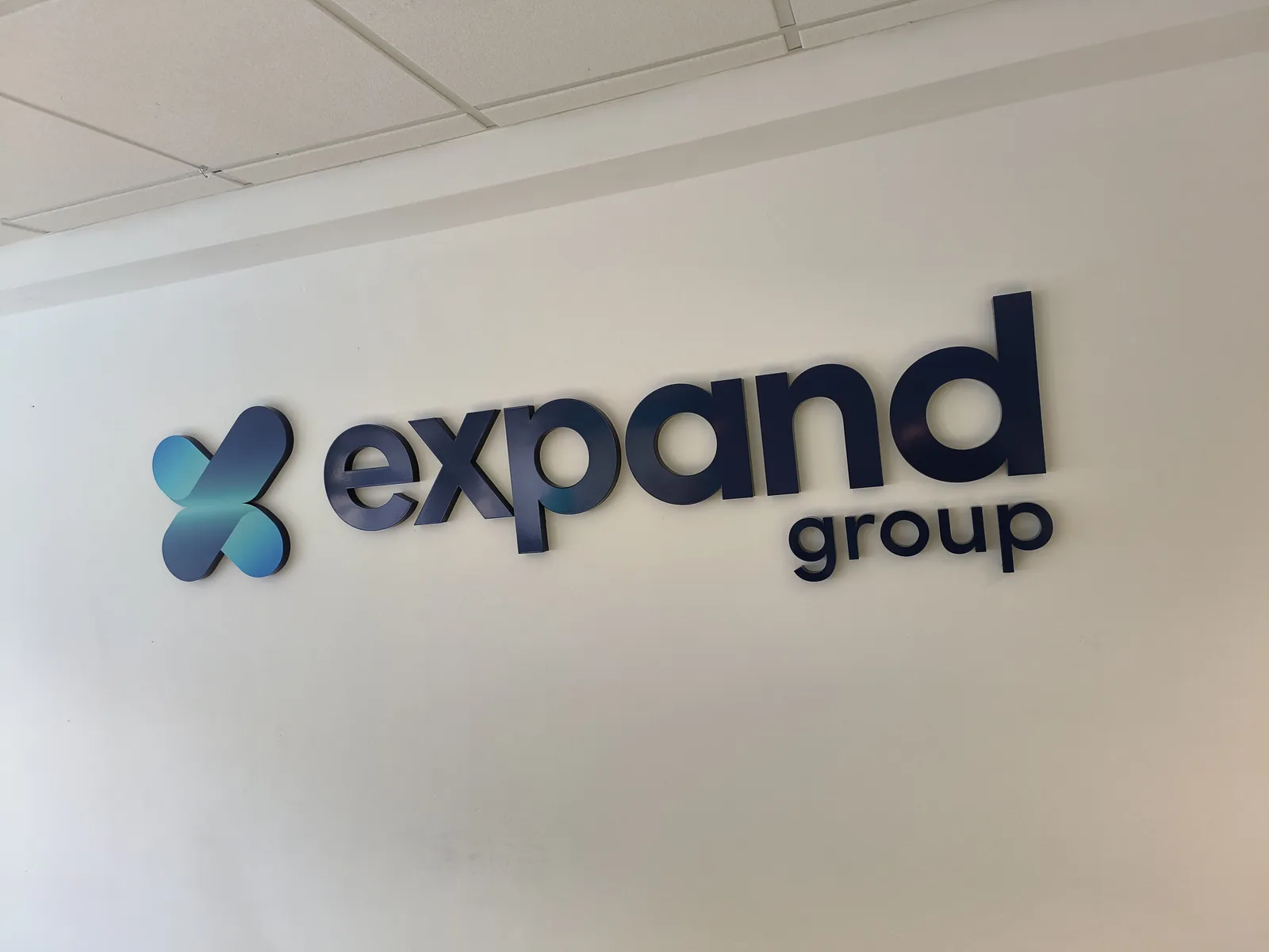 Expand Group built-up logo on an office wall