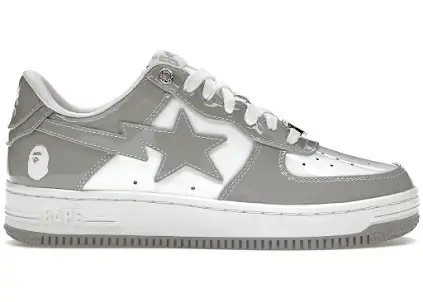 A Bathing Ape Bape Sta Patent Leather White Grey