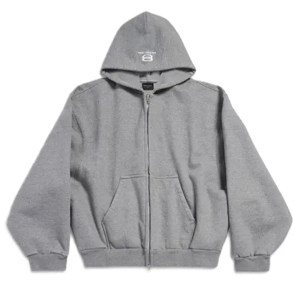 Balenciaga Unity Boxy Zip-Up Hoodie Grey