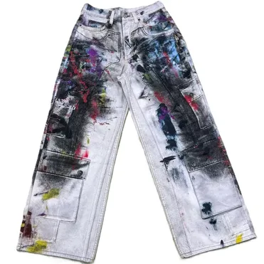 Acne Studios White Multi Color Splat Jeans