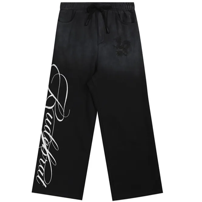 noEmosen Baggy Embroidered Sweatpants Black