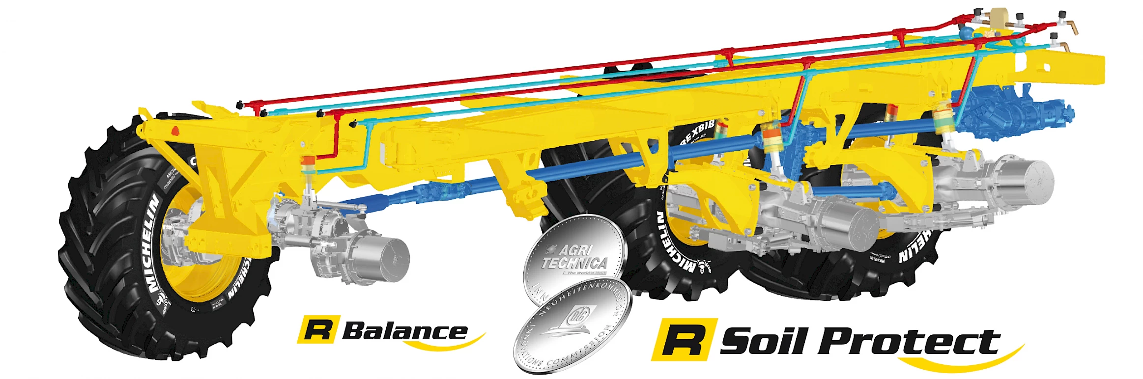 An illustration of the active hydraulic suspension and drive line of the ROPA Tiger 6S