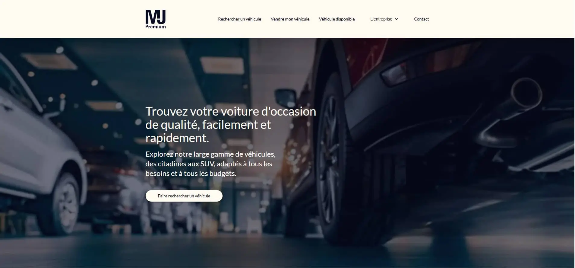 Image HeroSection du site vitrine réalisé pour MJ Premum