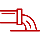 Red icon of a pipe discharging liquid waste.