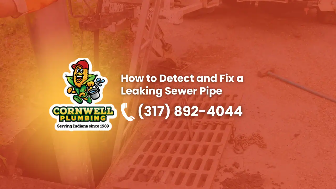 Leaking sewer pipe repair services by Cornwell Plumbing in Indiana, providing expert detection and fix solutions, emergency plumbing assistance, and reliable pipe leak detection since 1989.|- Precise plumbing repair with adjustable pipe wrench on shiny faucet component for reliable plumbing services.