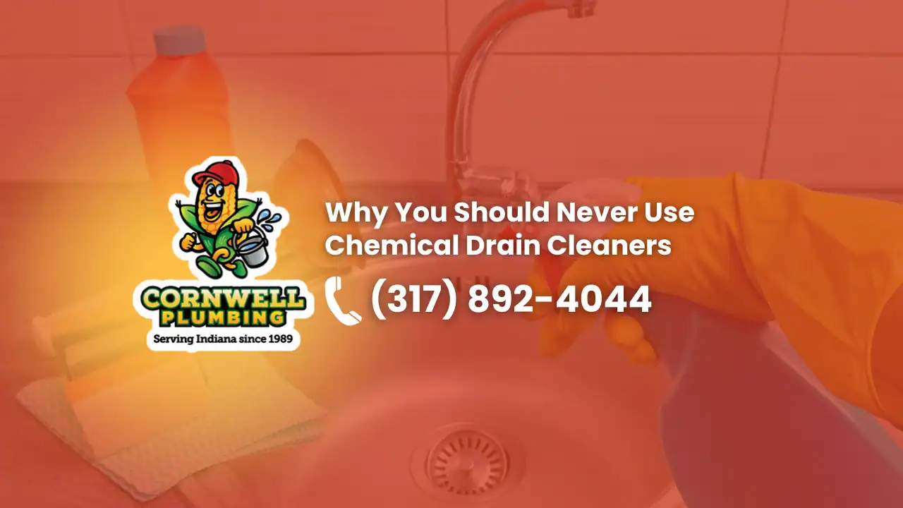 Clogged drain cleaning service by Cornwell Plumbing in Indiana, specializing in chemical drain cleaner alternatives and reliable plumbing solutions.