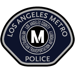 Badge of the Los Angeles County Metropolitan Transportation Authority Police featuring a large letter M in the center.
