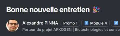 Post : bonne nouvelle entretien