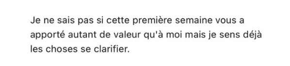 Message d'un participant : je sens déjà les choses se clarifier