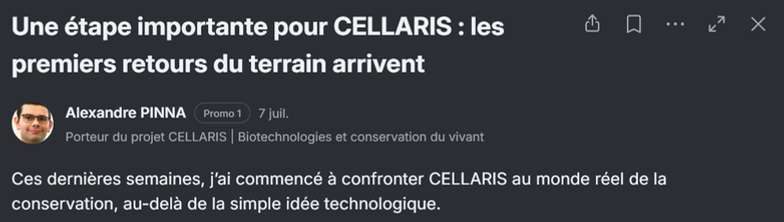 Post : une étape importante pour CELLARIS
