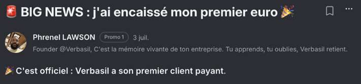 Post de Phrenel : j'ai encaissé mon premier euro