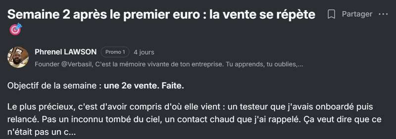 Post de Phrenel : semaine 2 après le premier euro, la vente se répète