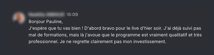 Avis d’un élève : programme qualitatif et professionnel