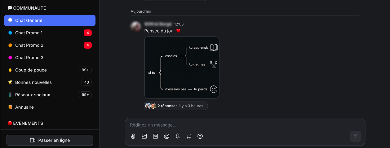 L'espace communauté du Bootcamp