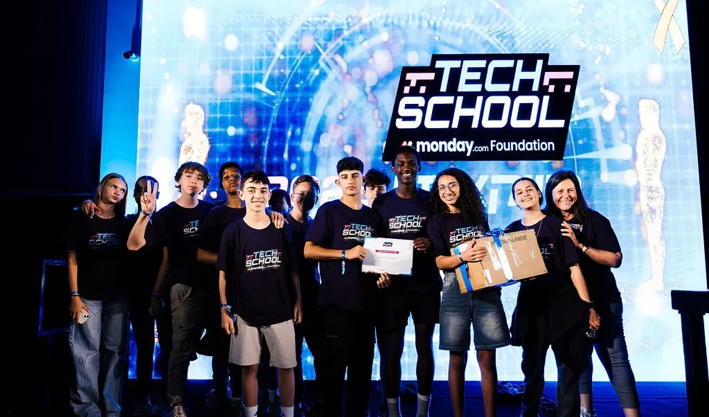A group of students celebrating.