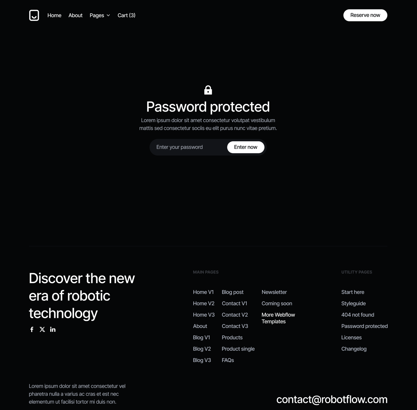 Robotflow Password Protected Utility Page Robot Webflow Template | BRIX Template







