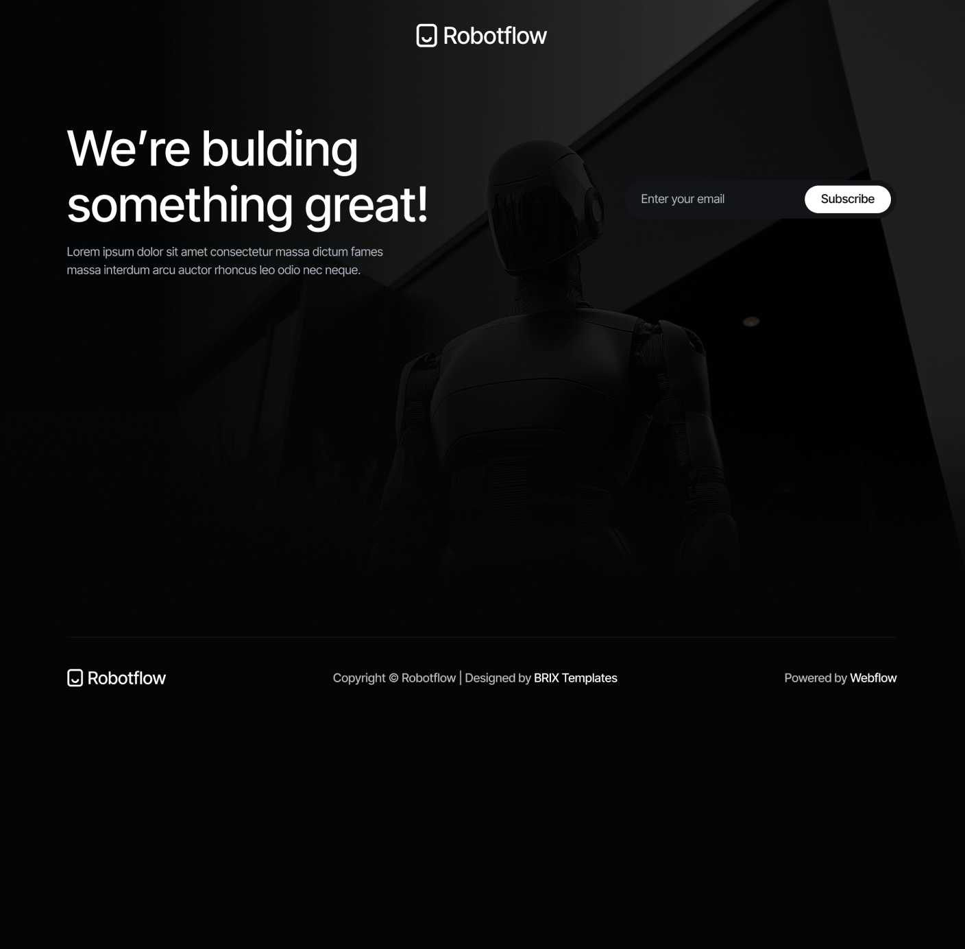 Robotflow Coming Soon Utility Page Robot Webflow Template | BRIX Template

