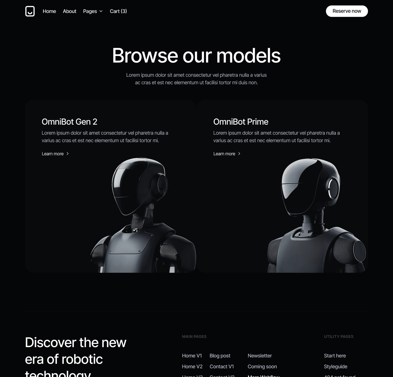 Robotflow Shop Hero Page Robot Webflow Template | BRIX Template

