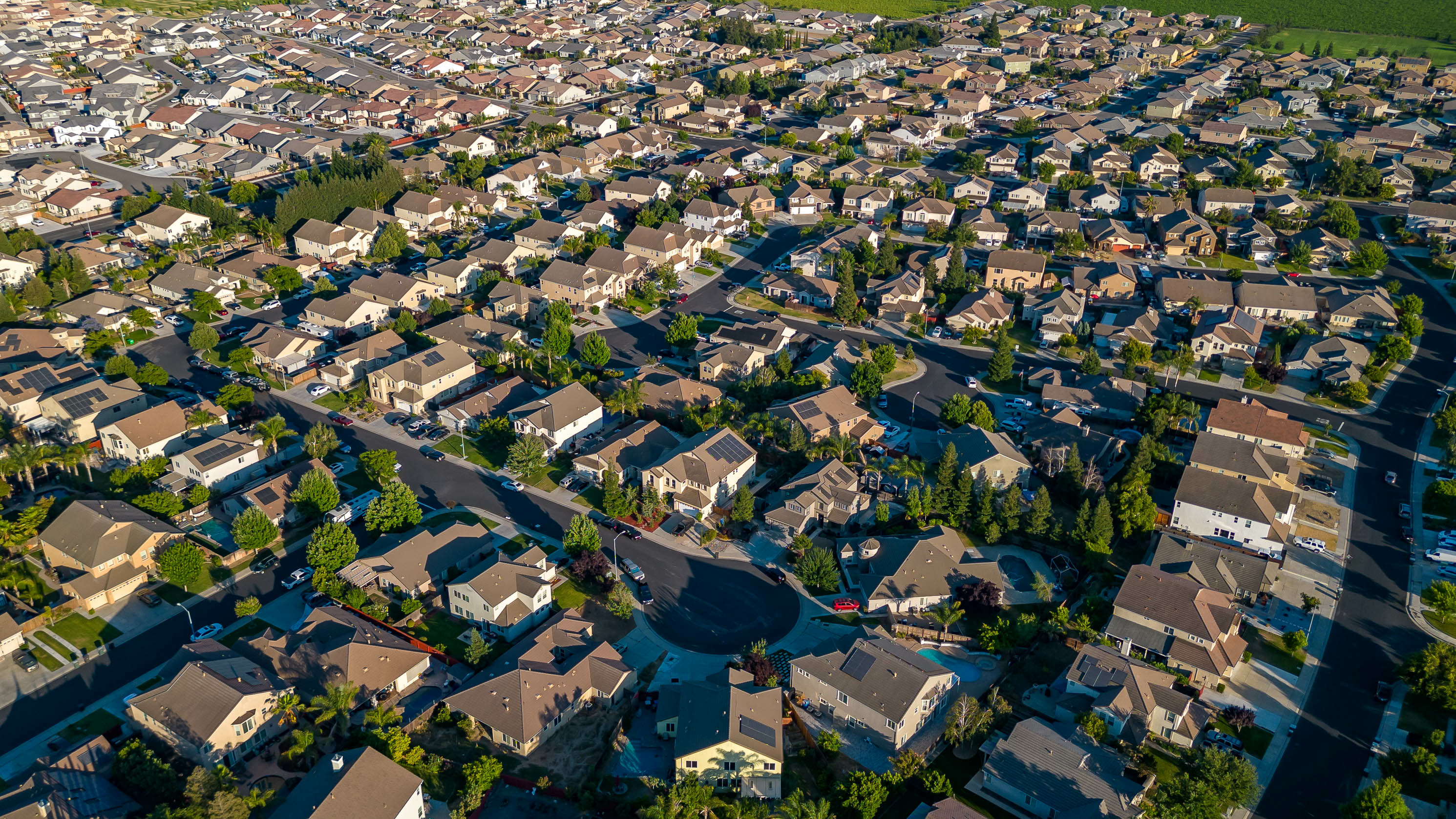 Manteca city overhead stock image