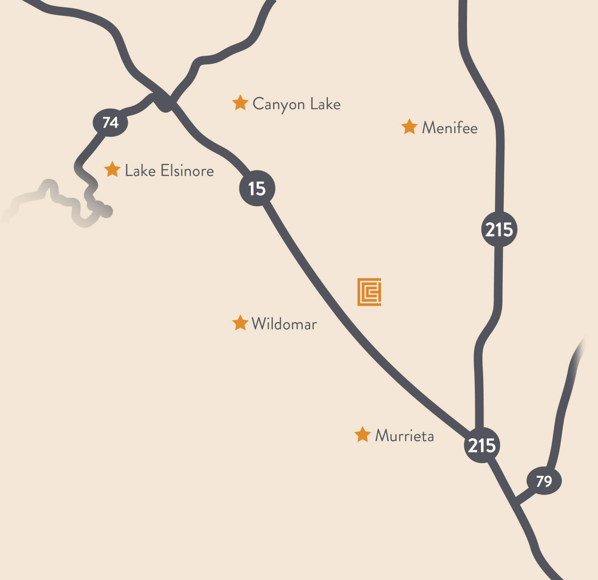 Map highlighting the five primary towns served by Cornerstone Community Missions