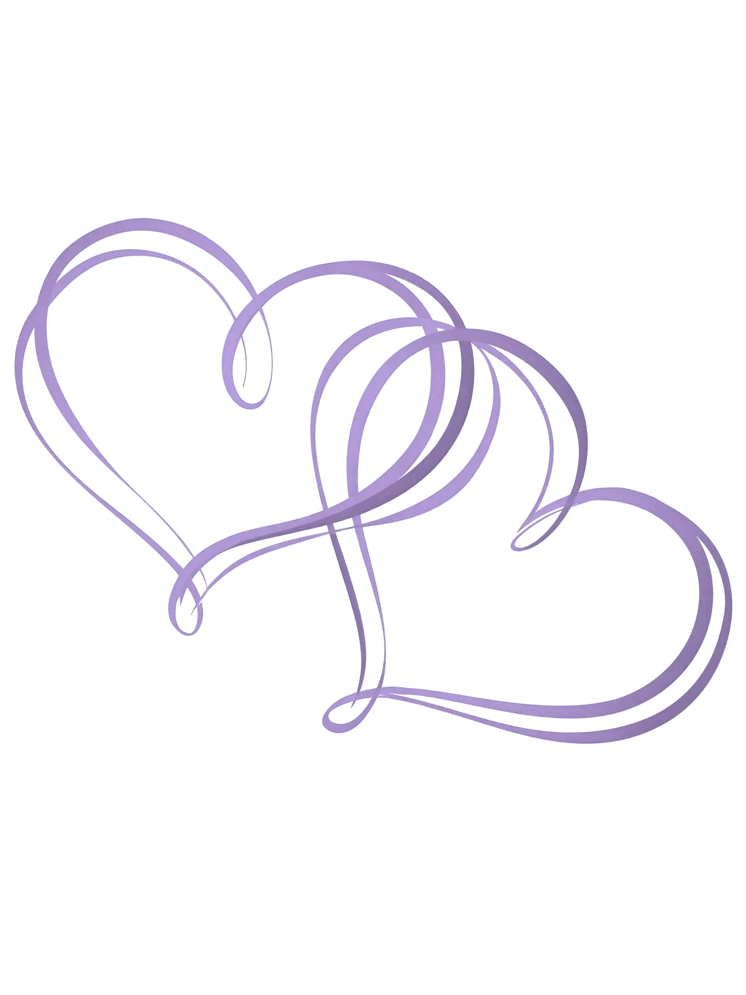 Two intertwined purple ribbon hearts with a delicate, flowing design on a transparent background.