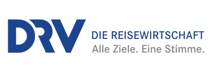 DRV-Logo mit dem Text ‚DIE REISEWIRTSCHAFT Alle Ziele. Eine Stimme.‘