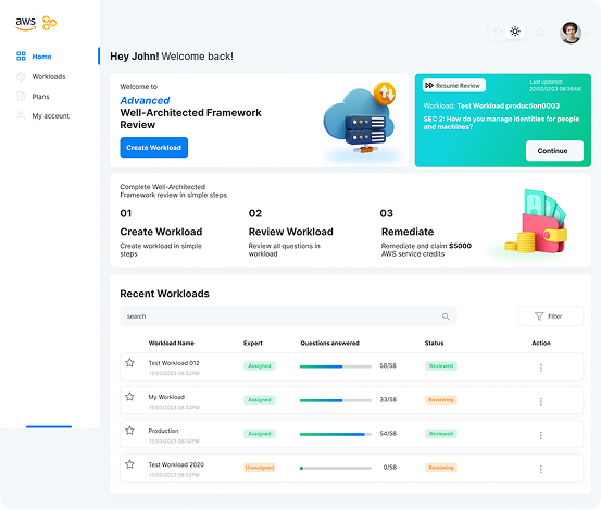 Landing page after