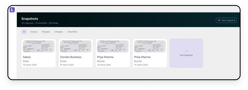 Snapshot list view