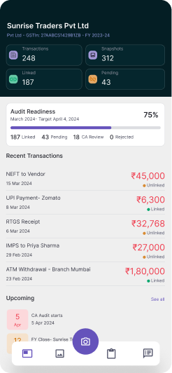 Dashboard recent transactions