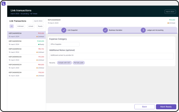 Link transactions state two