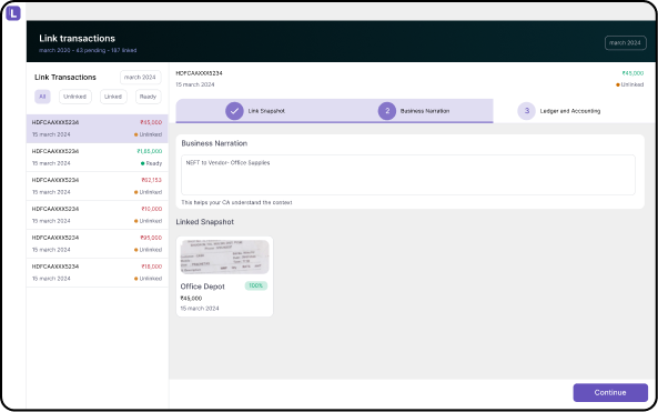 Link transactions state one