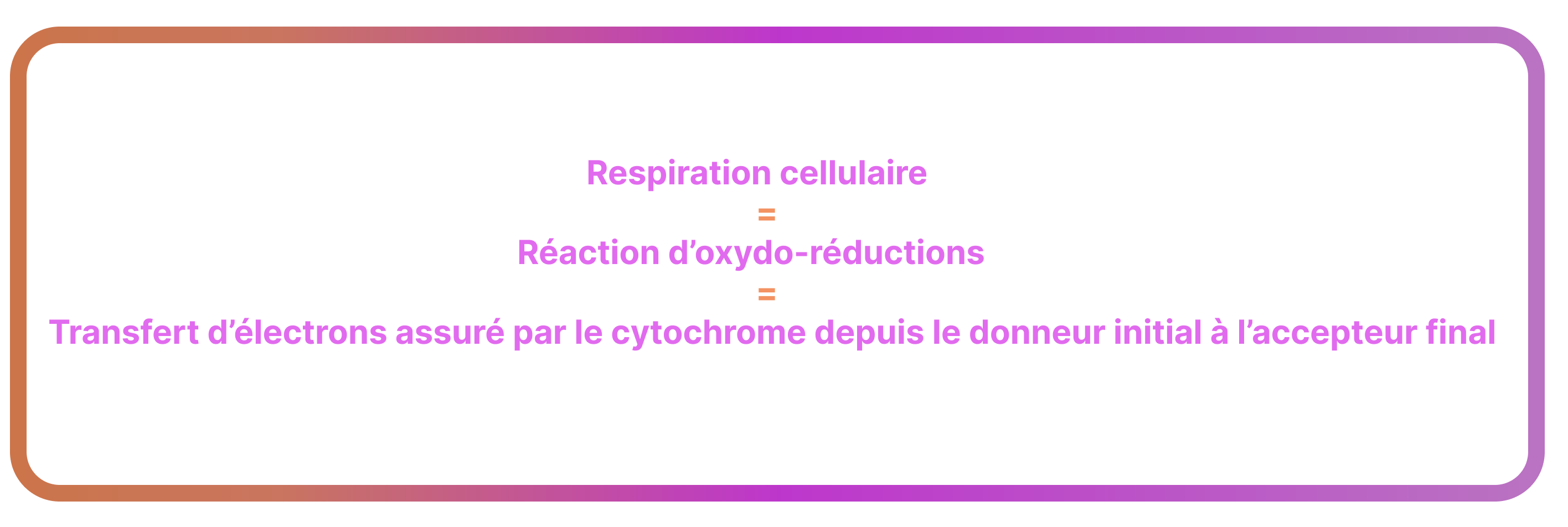 Respiration cellulaire et transfert d'électrons